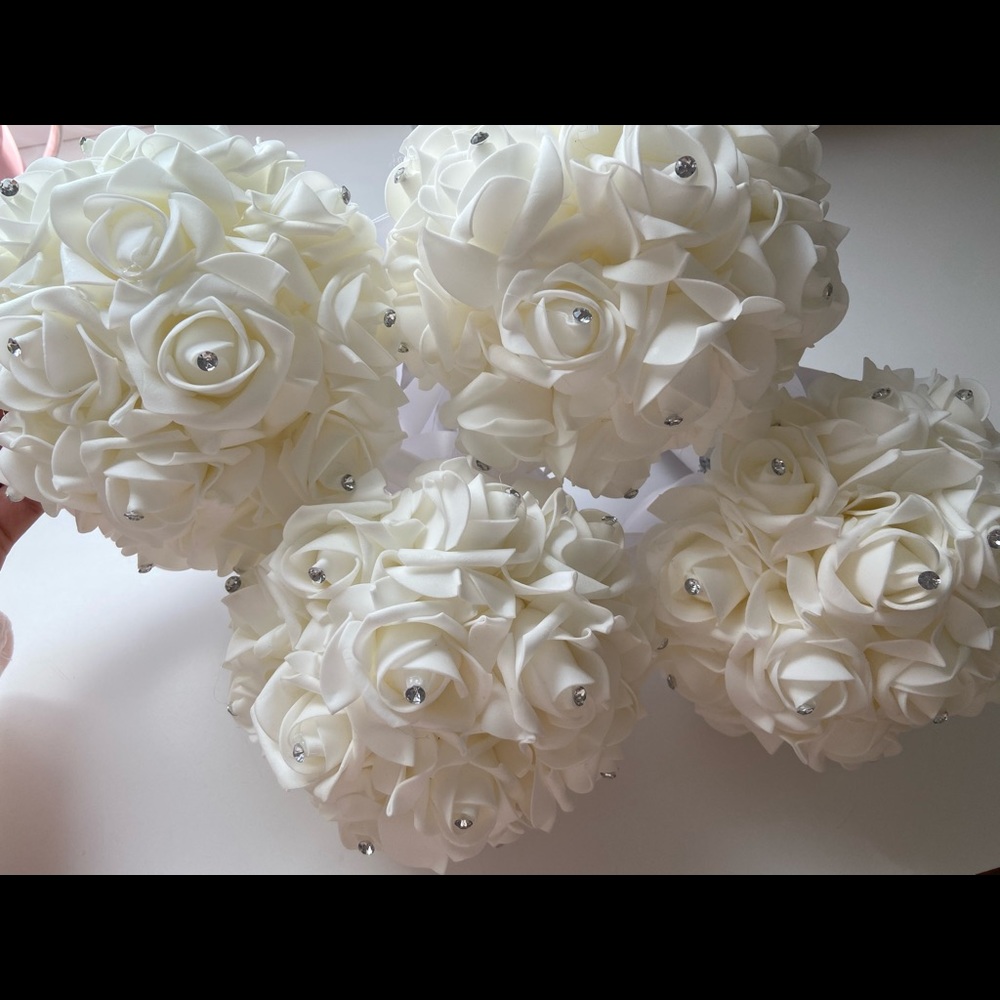 Silk Flower Bouquets with Rhinestones